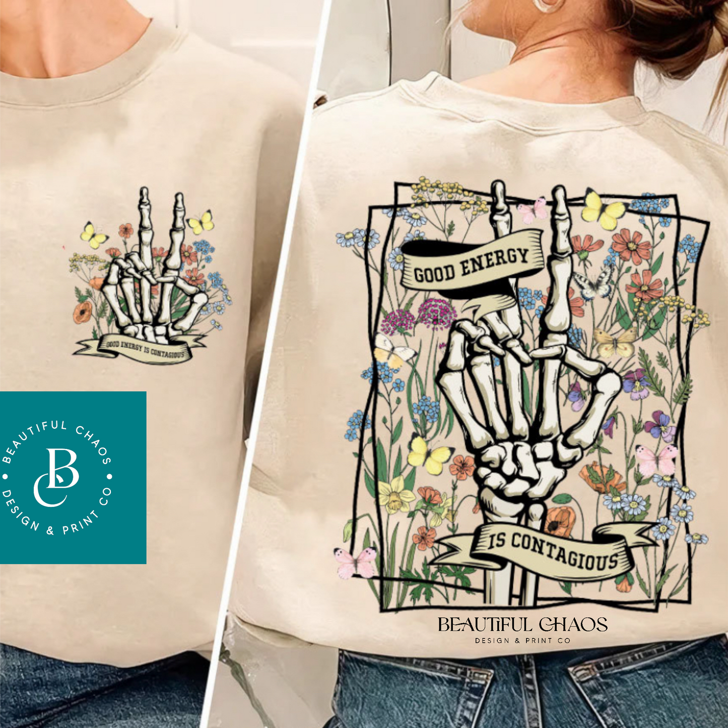 Good Energy is Contagious Skeleton Hand