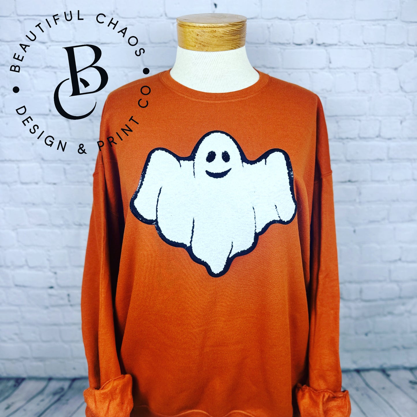 Spooky Ghost Chenille Patch Crewneck Sweatshirt