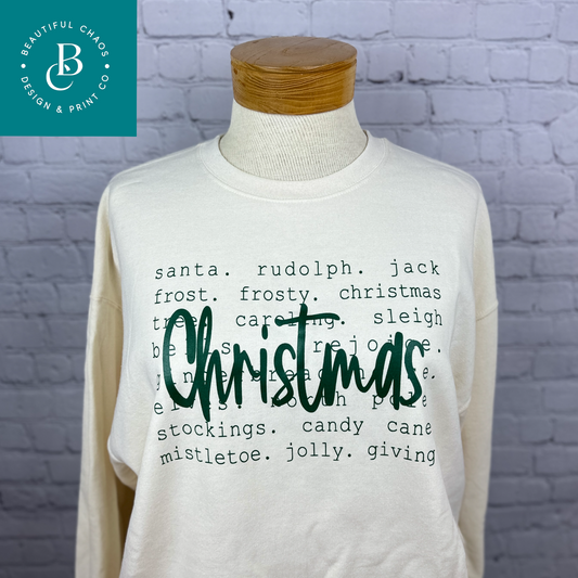 Christmas Writing Crewneck Sweatshirt