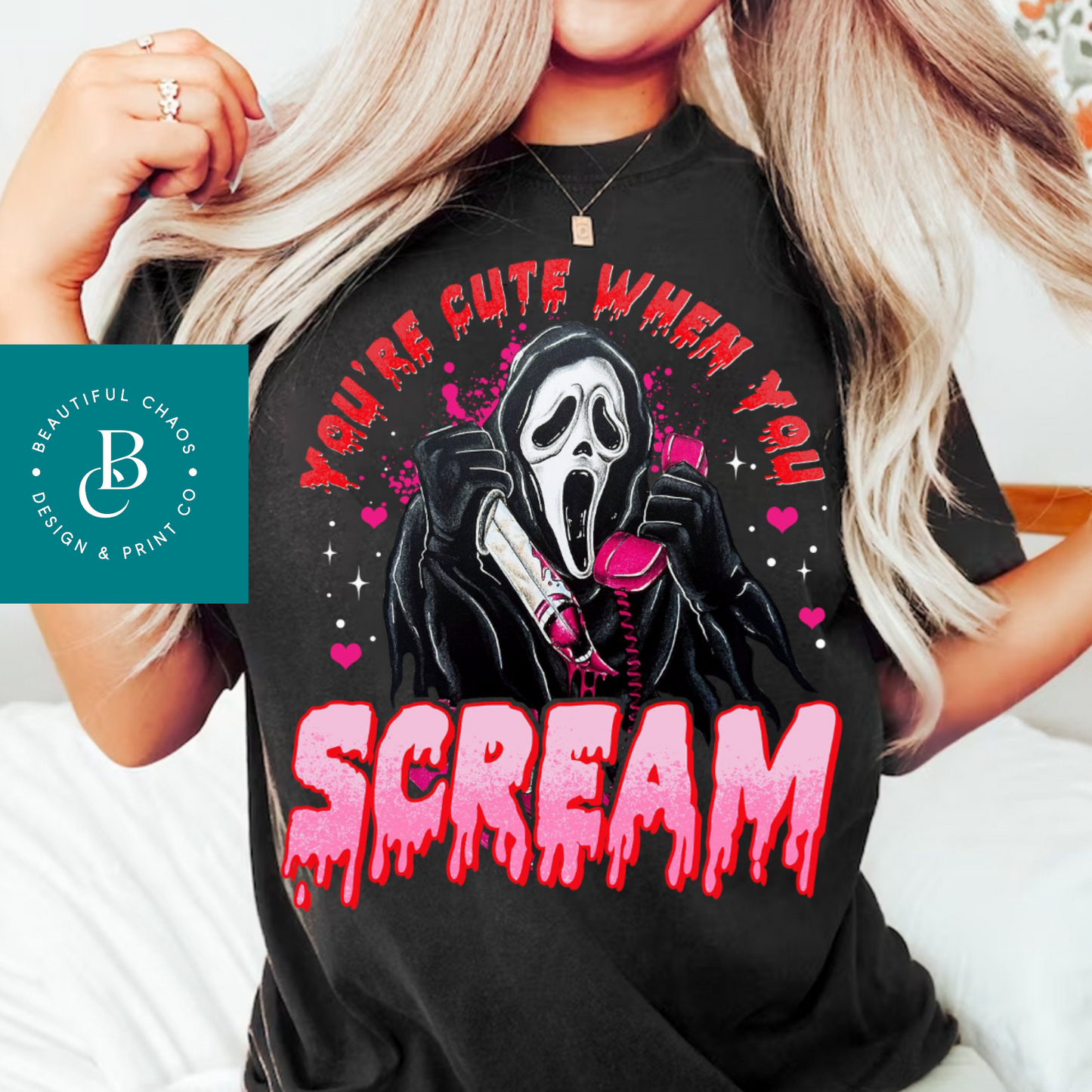 Ghost face Valentines You’re Cute When You Scream Tee or Crewneck Sweatshirt