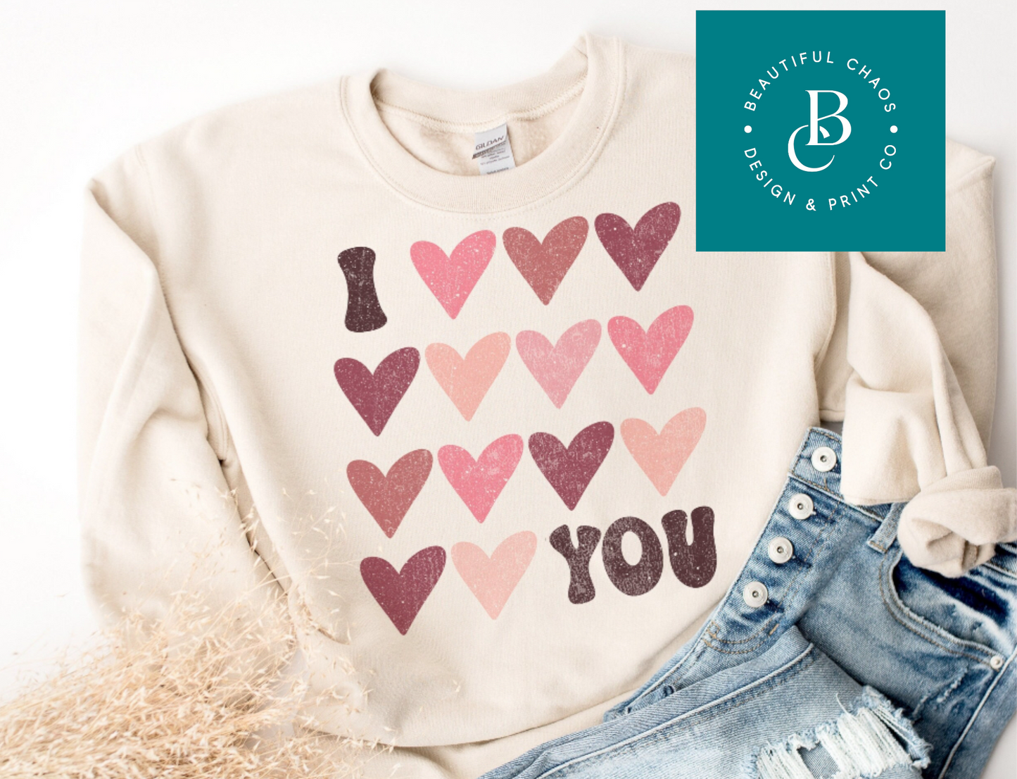 I Love You Hearts Tee, Crewneck, or Hoodie