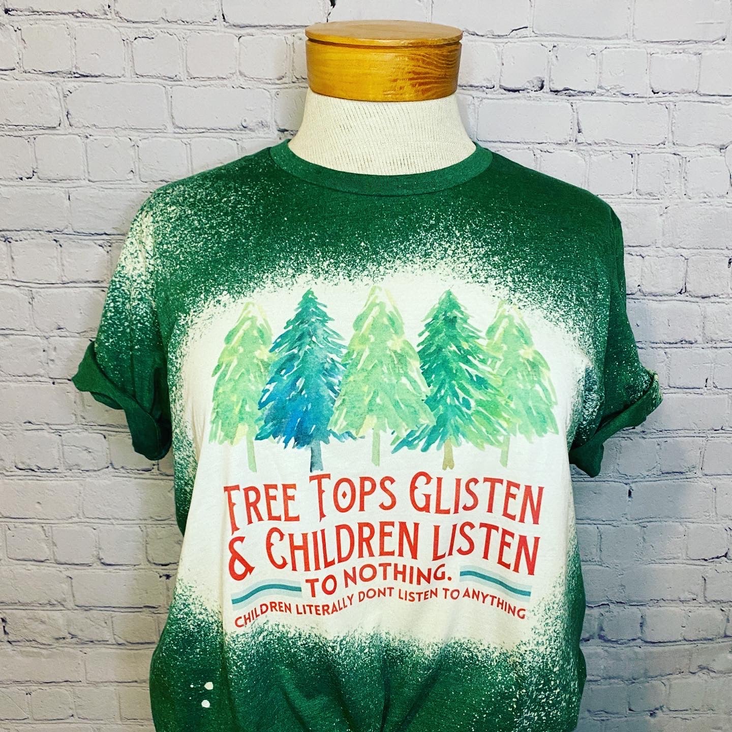 Treetops Glisten, Children Listen to Nothing Bleached Unisex Tee