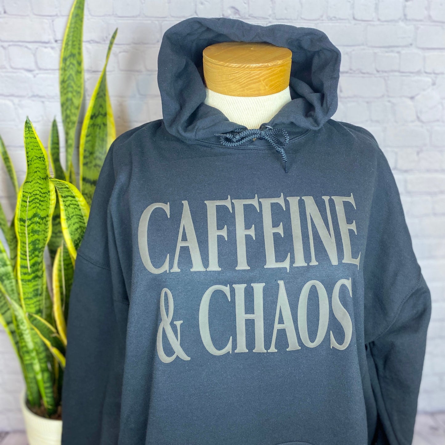 Caffeine and Chaos Puff Print Beautiful Chaos Brand Hoodie Sweatshirt