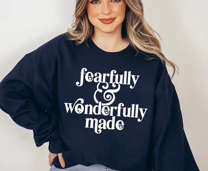 Fearfully and Wonderfully Made Unisex Crewneck Sweatshirt or Tee