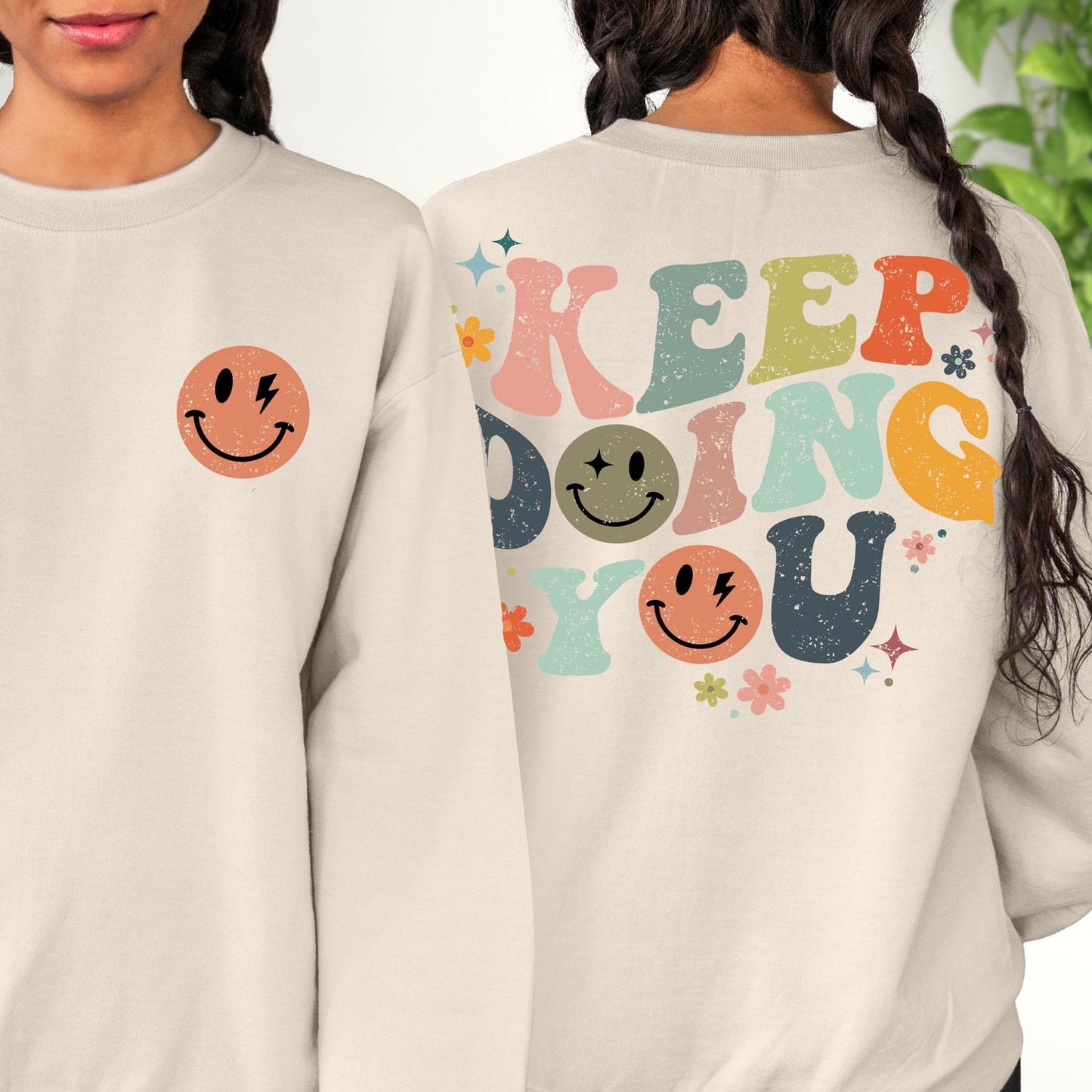 Keep Doing You Groovy Smily Unisex Crewneck Sweatshirt or Tee